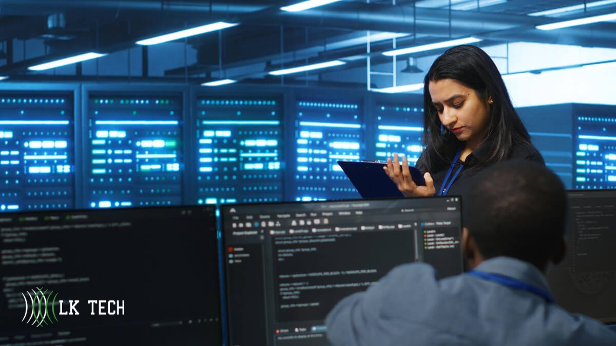 People in server room